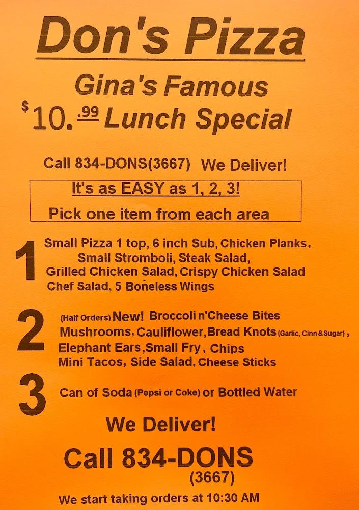 Don's Pizza Menu image 3